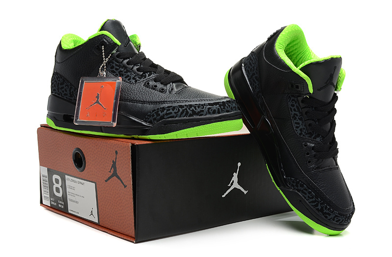 2013 Jordan 3 Hardback Black Green Shoes - Click Image to Close