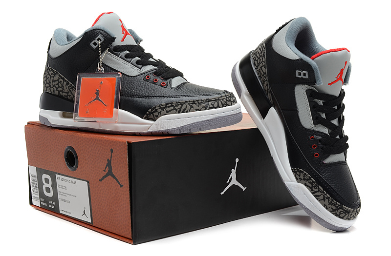 2013 Jordan 3 Hardback Black Grey Cement Shoes