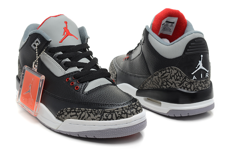 2013 Jordan 3 Hardback Black Grey Cement Shoes