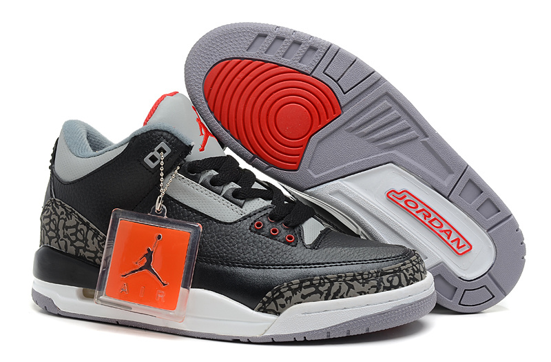 2013 Jordan 3 Hardback Black Grey Cement Shoes