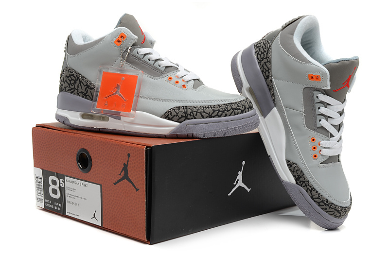 2013 Jordan 3 Hardback Grey White Shoes