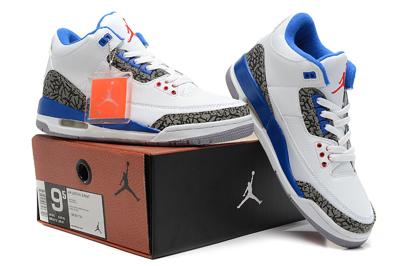 2013 Jordan 3 Hardback White Blue Shoes - Click Image to Close