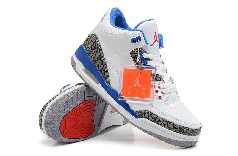 2013 Jordan 3 Hardback White Blue Shoes