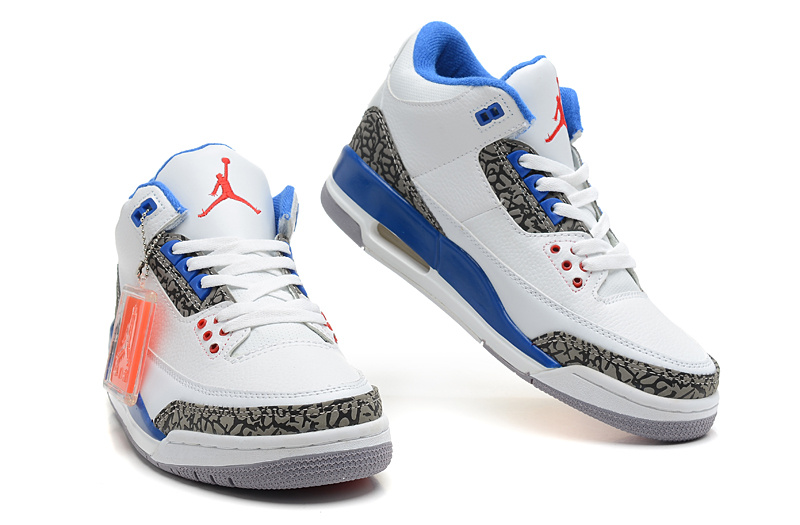 2013 Jordan 3 Hardback White Blue Shoes