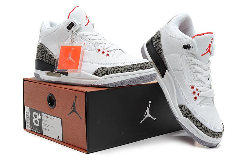 2013 Jordan 3 Hardback White Grey Red Shoes - Click Image to Close