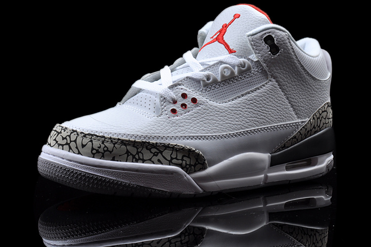 Air Jordan 3 White Grey Air Logo Shoes