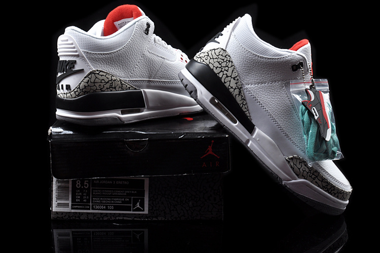 Air Jordan 3 White Grey Air Logo Shoes - Click Image to Close