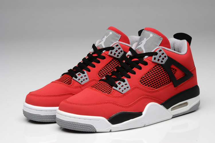 Air Jordan 4 Bulls Colors Red White Black Shoes - Click Image to Close