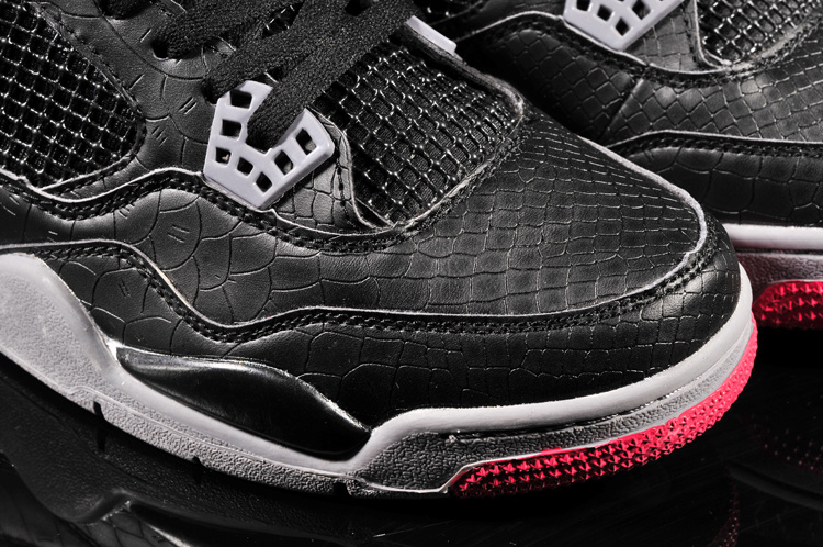 Air Jordan 4 Fish Pattern Black Red Shoes - Click Image to Close