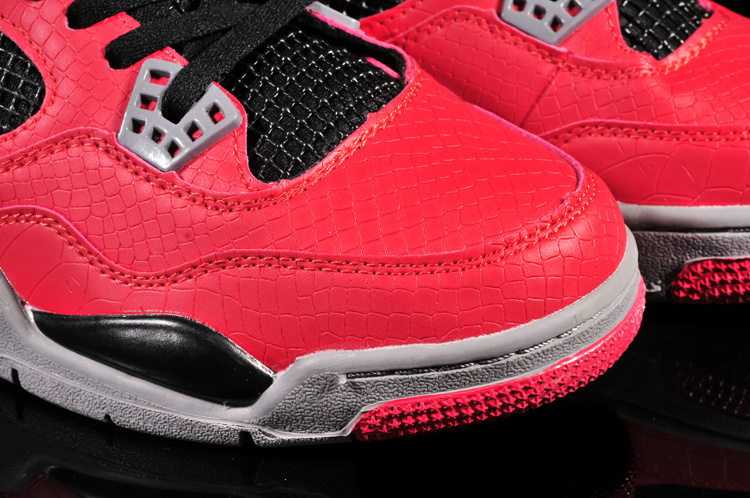 Air Jordan 4 Fish Pattern Red Black Shoes