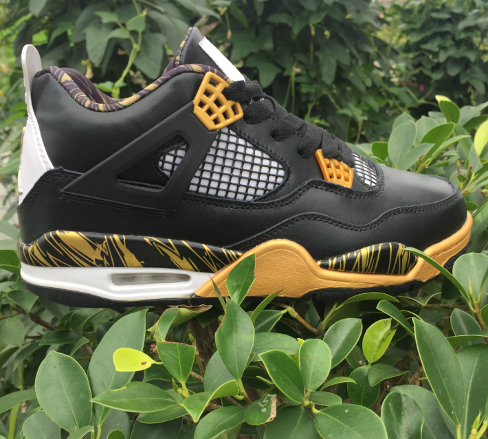 Air Jordan 4 Gold Medal Black Yellow Shoes