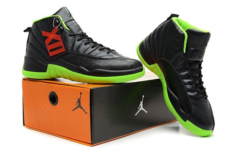 green and black jordans 12