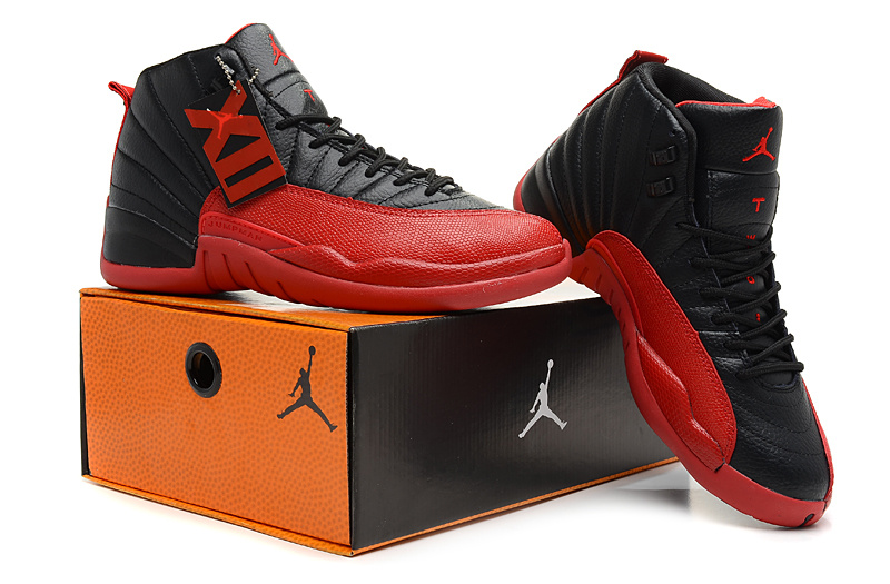 2013 Jordan 12 Hardback Black Red Shoes - Click Image to Close