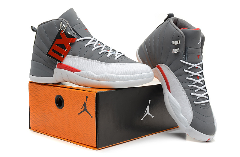 2013 Jordan 12 Hardback Grey White Shoes