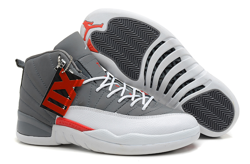 2013 Jordan 12 Hardback Grey White Shoes