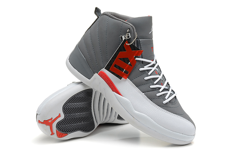 2013 Jordan 12 Hardback Grey White Shoes - Click Image to Close