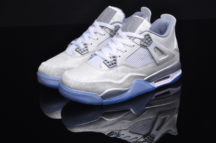 2015 Retro Air Jordan 4 Laser 5LAB4 White Grey Shoes