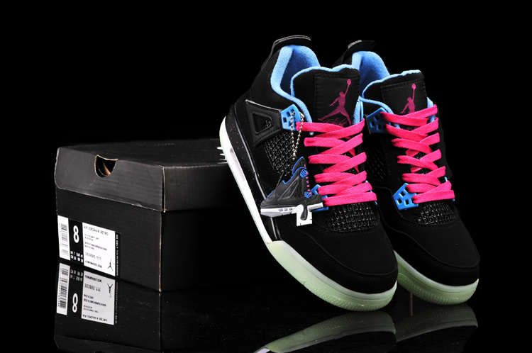 black pink and blue jordans