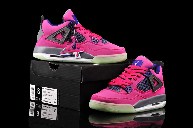New Arrival Jordan 4 Midnigh Red Black Blue For Women - Click Image to Close