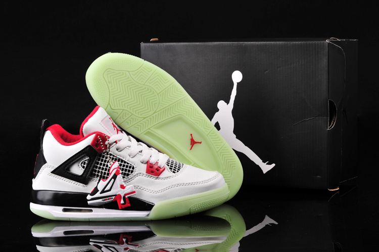 New Arrival Jordan 4 Midnigh White Black Red For Women - Click Image to Close