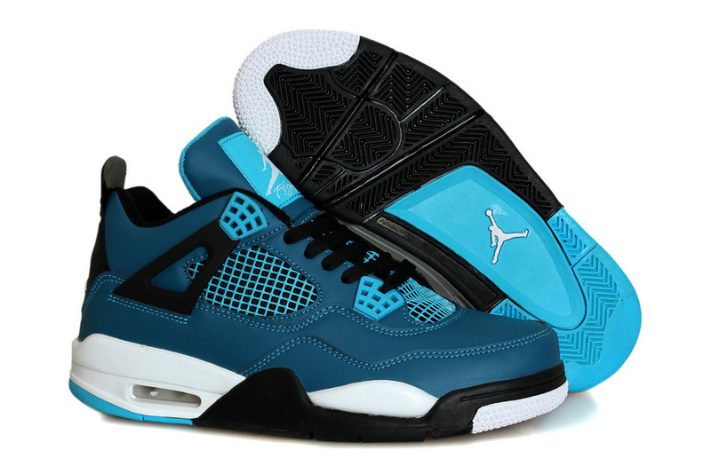 2015 Air Jordan 4 Retro Teal Blue Black White Shoes