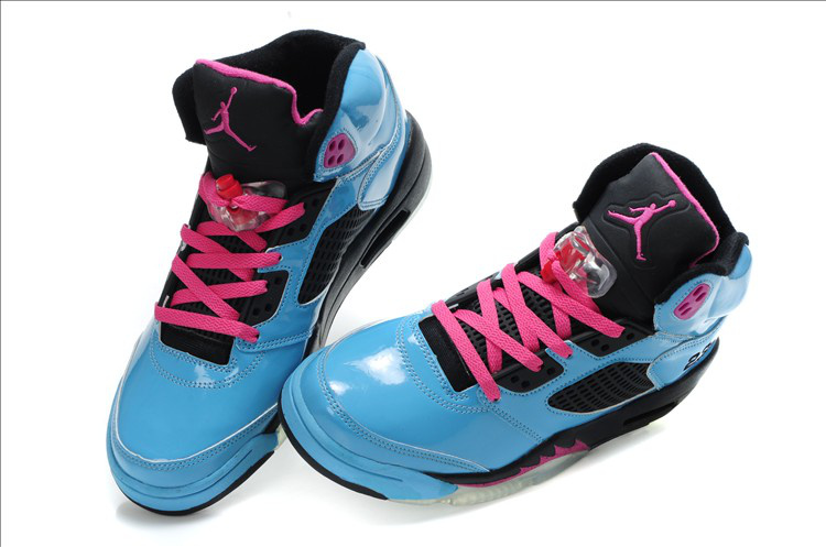 pink blue and black jordans