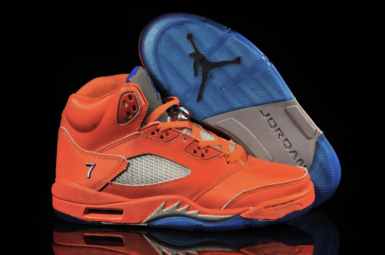 Air Jordan 5 Orange Red Blue Shoes