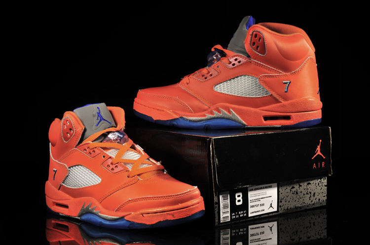 Air Jordan 5 Orange Red Blue Shoes