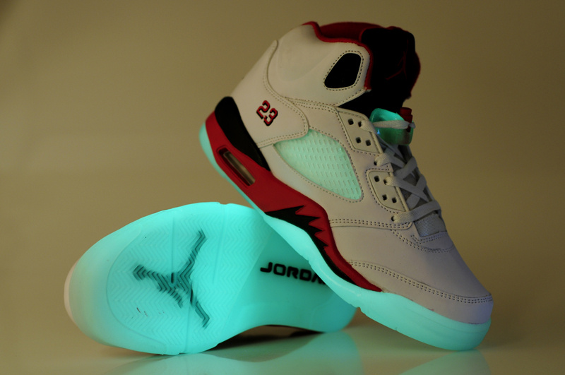 Air Jordan 5 Retro White Black Red Midnight Shoes
