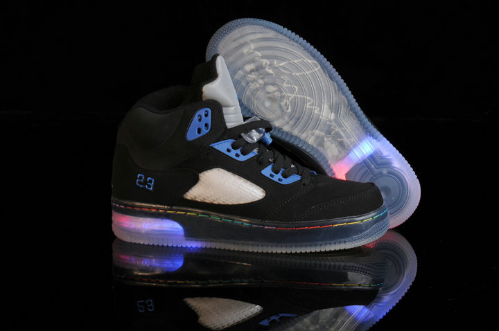 Special Jordan 5 Shine Sole Black Blue Shoes - Click Image to Close