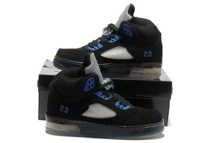 Special Jordan 5 Shine Sole Black Blue Shoes - Click Image to Close