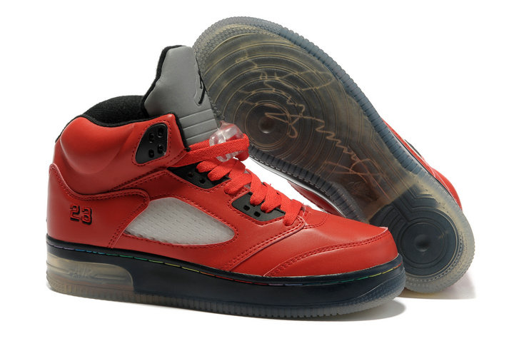 Special Jordan 5 Shine Sole Black Red Shoes
