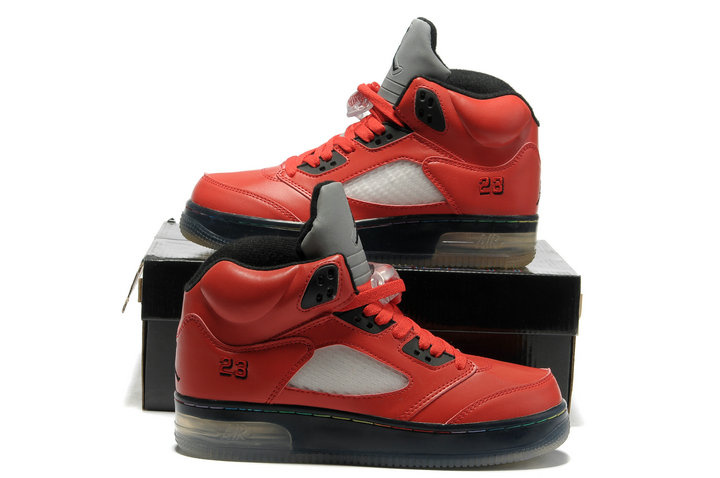 Special Jordan 5 Shine Sole Black Red Shoes