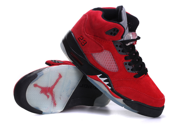 Air Jordan 5 Suede Red Black For Women - Click Image to Close