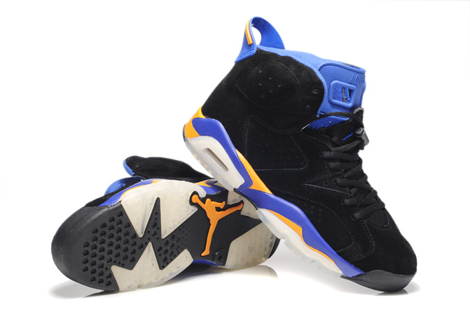 New Air Jordan 6 Suede Black Blue White Shoes - Click Image to Close