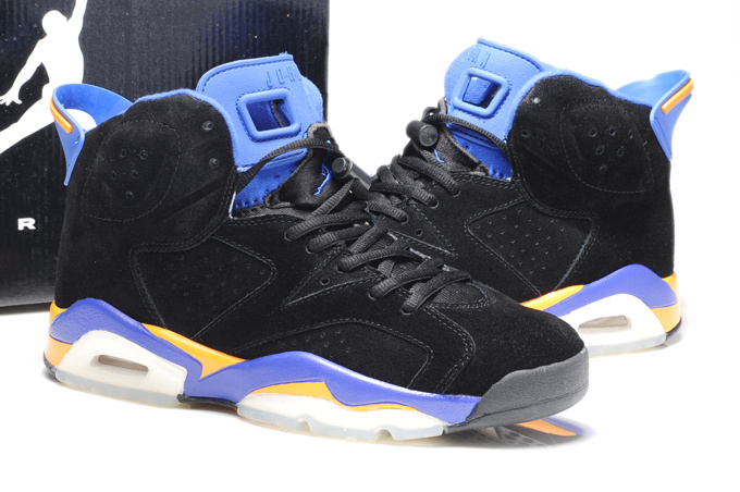 New Air Jordan 6 Suede Black Blue White Shoes - Click Image to Close