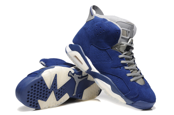 New Air Jordan 6 Suede Blue White Shoes