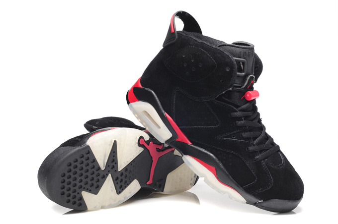 New Air Jordan 6 Suede Dark black Red Shoes