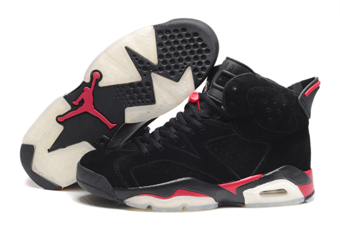 New Air Jordan 6 Suede Dark black Red Shoes - Click Image to Close