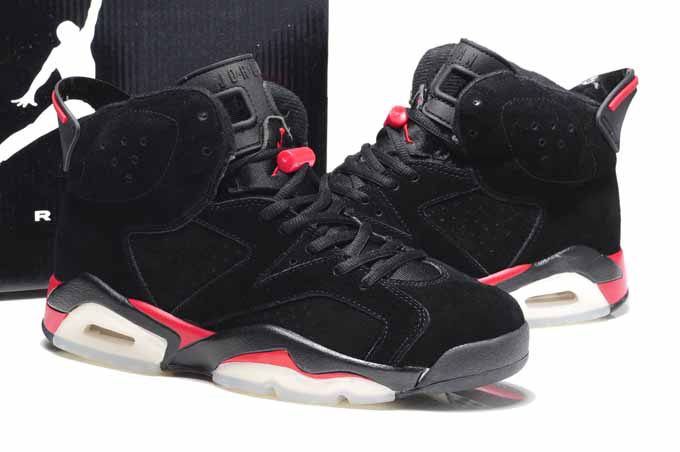 New Air Jordan 6 Suede Dark black Red Shoes - Click Image to Close