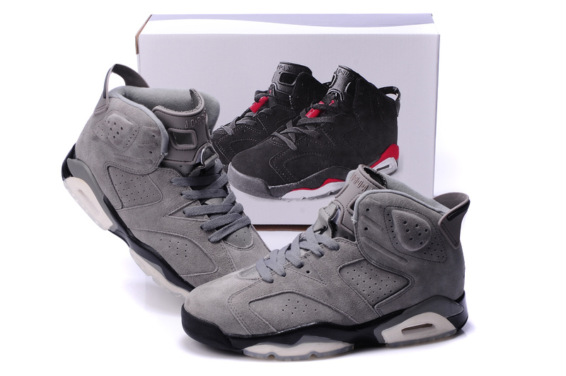 New Air Jordan 6 Suede Grey Black Shoes