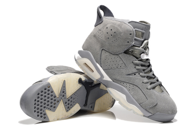 New Air Jordan 6 Suede Grey White Shoes - Click Image to Close