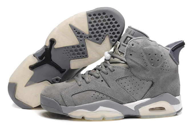 New Air Jordan 6 Suede Grey White Shoes - Click Image to Close