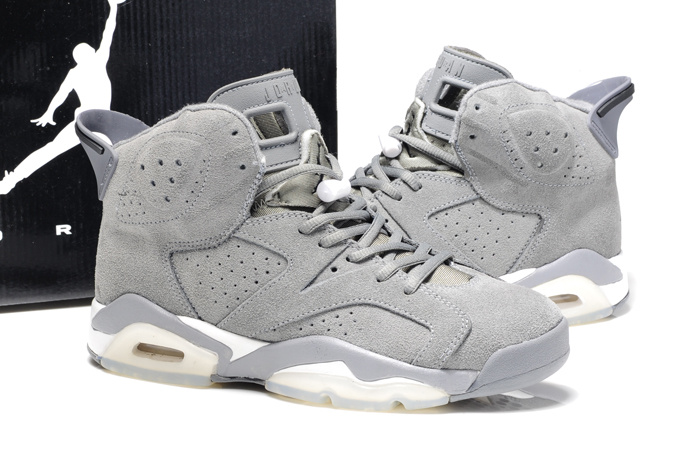 New Air Jordan 6 Suede Grey White Shoes - Click Image to Close