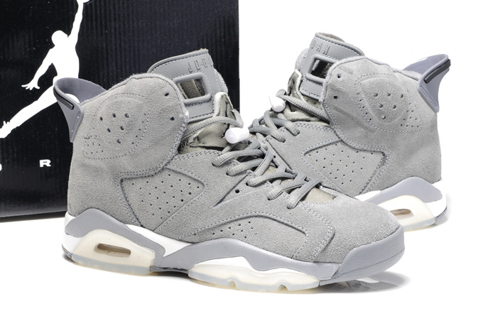 New Air Jordan 6 Suede Grey White Shoes