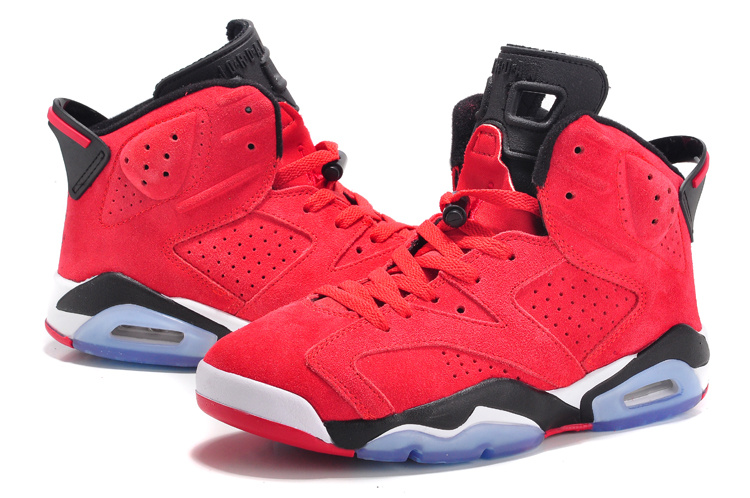 Air Jordan 6 Suede Red Black White Lovers Shoes - Click Image to Close