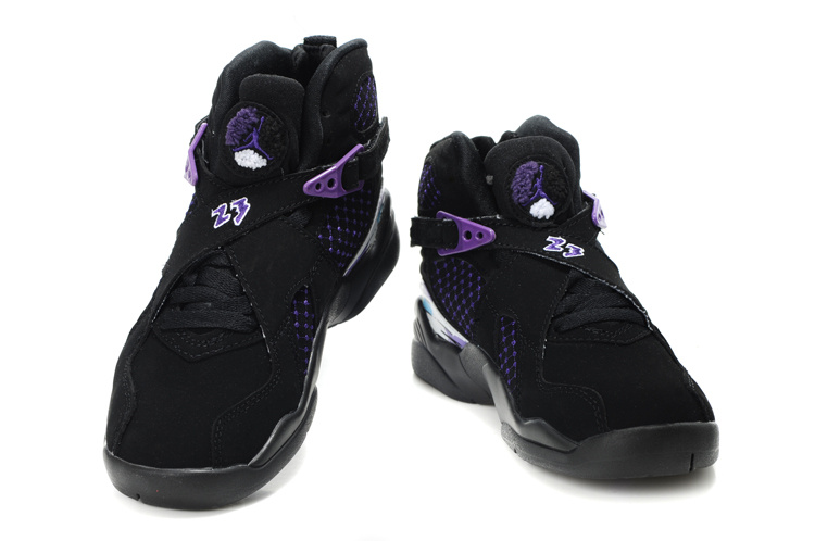 black and purple jordans 8