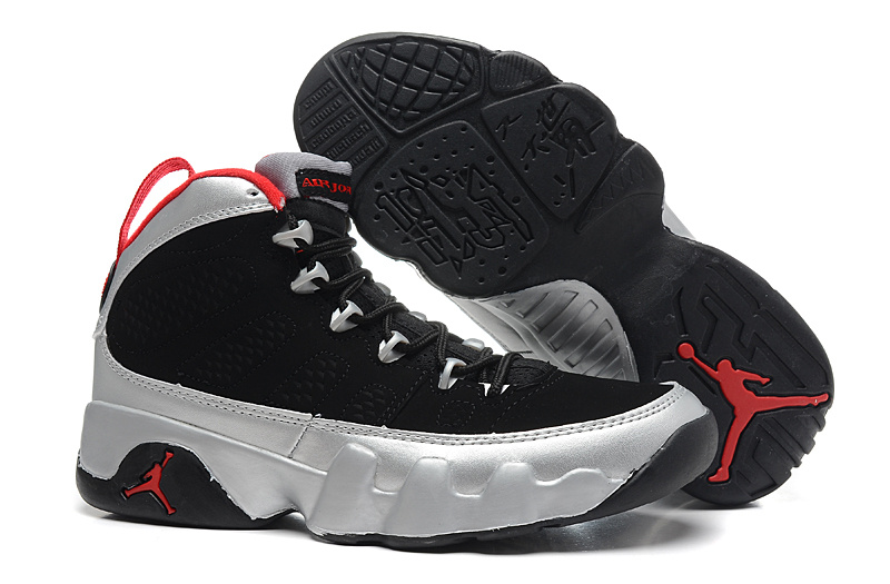 Air Jordan 9 Black Silver Red For Women