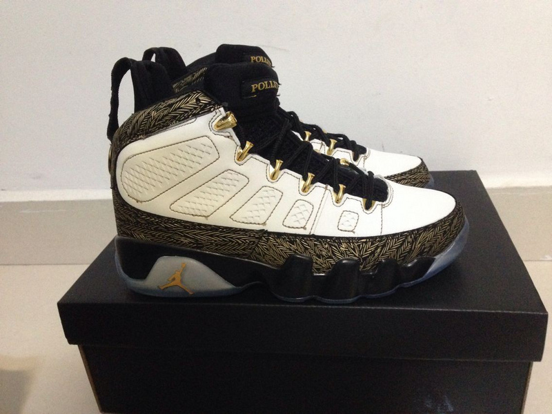 Air Jordan 9 Doernbecher White Gold Black Shoes - Click Image to Close