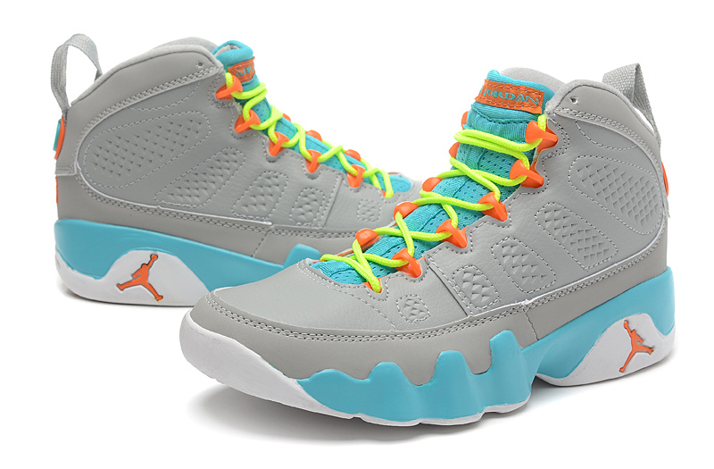 Air Jordan 9 Grey Blue Yellow Orange For Women